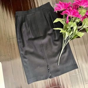 SOLD! Vintage Dark Blue Wool High-Waisted Midi Skirt Size 0/XS